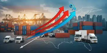 Graphic illustrating the projected 7% increase in 2025 shipping carrier rates with a rising curve and dollar signs.