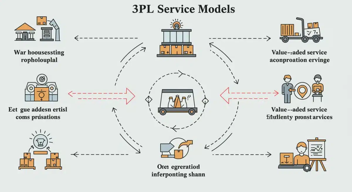 Infographic detailing various 3PL service models and their integration benefits.