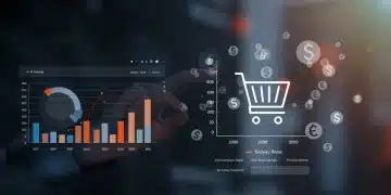 Digital dashboard showing A/B testing results and e-commerce conversion rates for US market