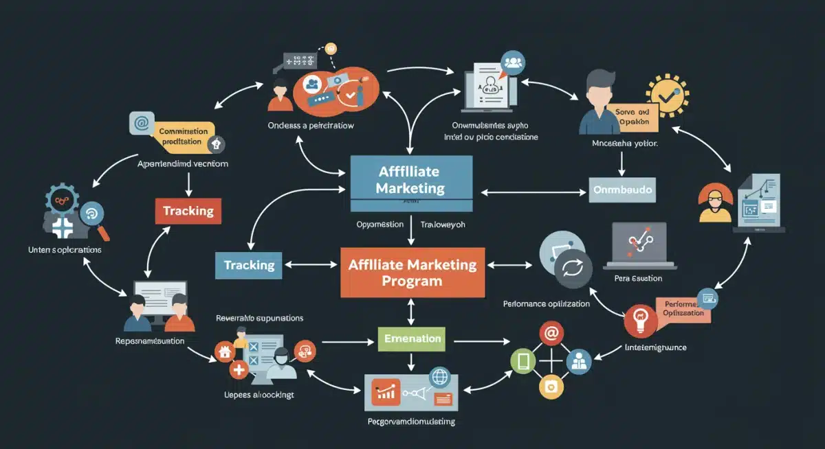 Flowchart detailing the step-by-step process of an affiliate marketing program setup.