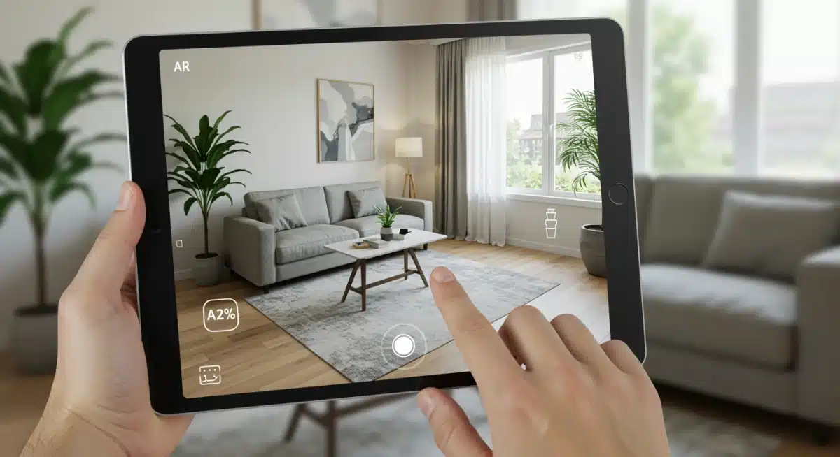 Augmented reality furniture placement in a living room via tablet