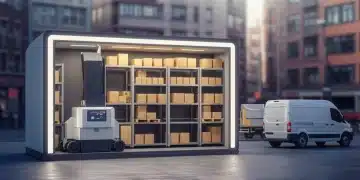 Automated micro-fulfillment center streamlining urban package delivery operations