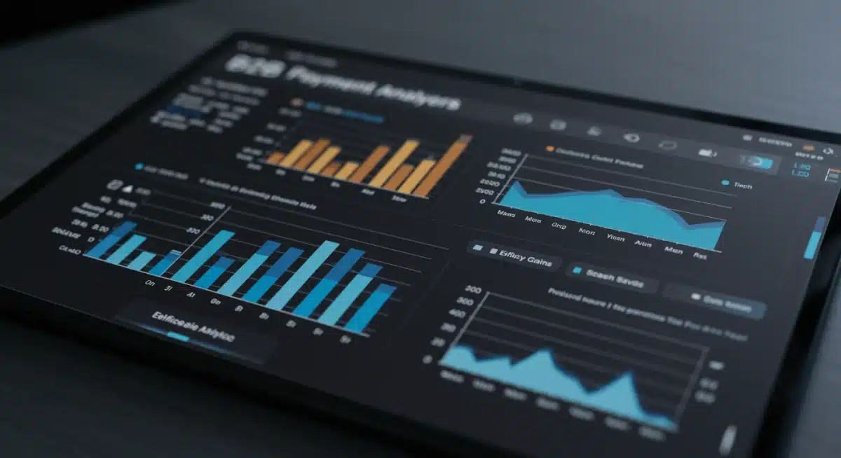 Dashboard showing real-time B2B payment analytics, highlighting efficiency and cost savings from automation.