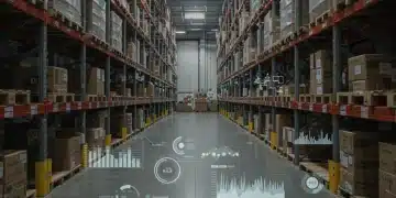 Data analytics dashboard showing reduced shipping errors in a fulfillment center