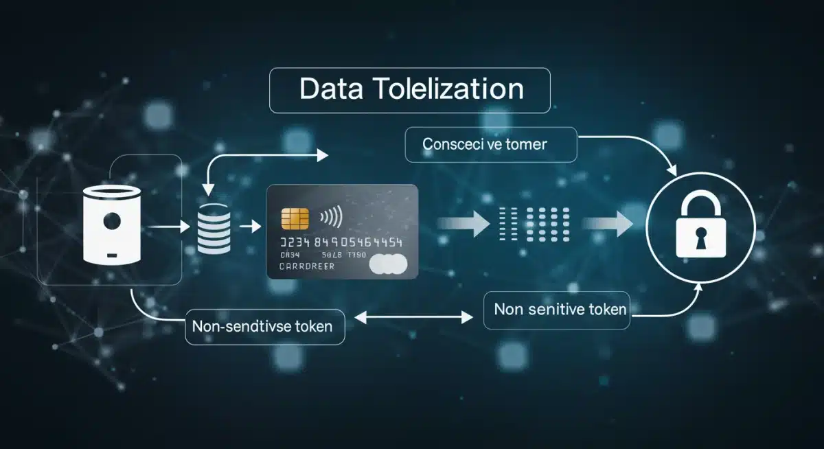 Data tokenization process converting sensitive card information into a secure token for payment processing.