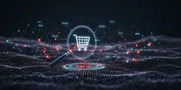Futuristic digital landscape representing e-commerce SEO strategies for 2025