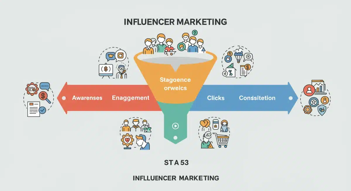Infographic depicting the influencer marketing conversion funnel