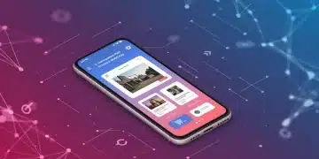 Mobile phone screen showing a high-performance Magento PWA e-commerce store with modern design and fast loading times.