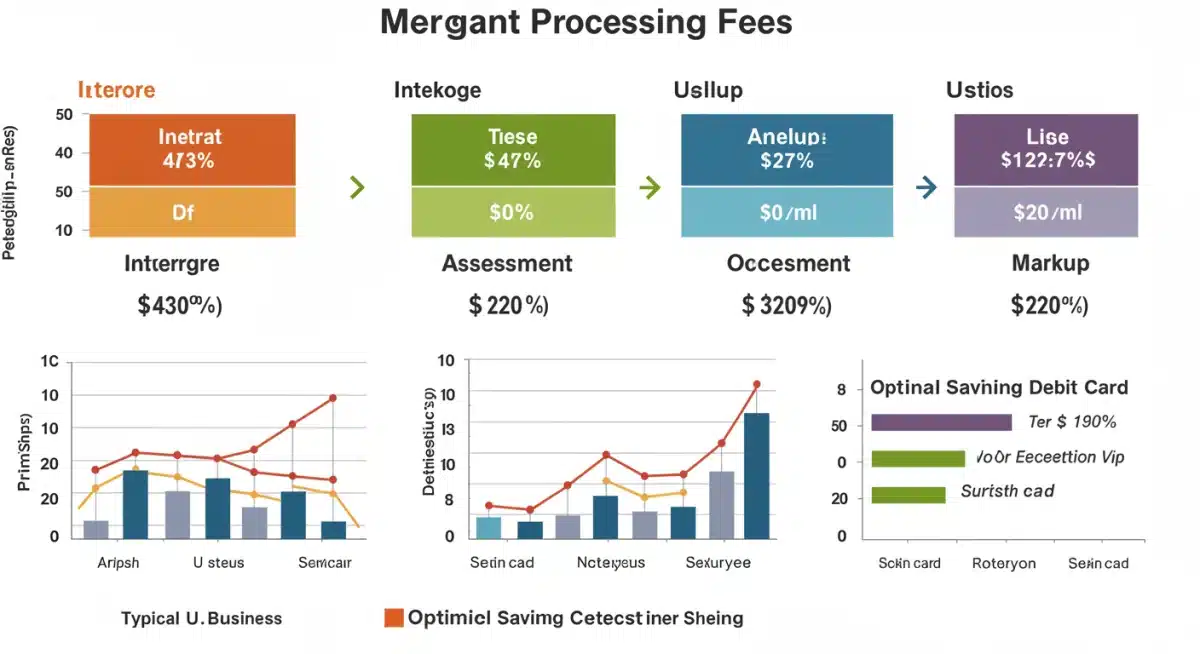 Infographic showing a detailed breakdown of merchant processing fees for debit and credit cards.