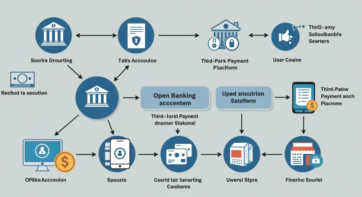 Diagram showing secure data flow in open banking ecosystem