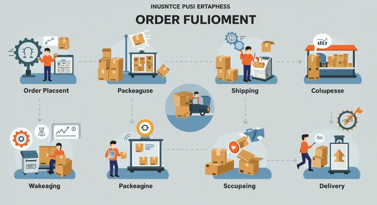 Infographic depicting the stages of efficient order fulfillment process.