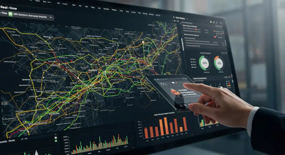Real-time delivery analytics dashboard showing optimized routes and performance metrics for last-mile logistics.