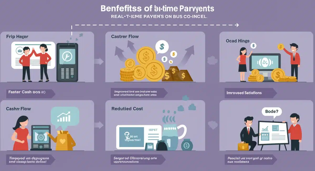 Infographic detailing benefits of real-time payments for businesses