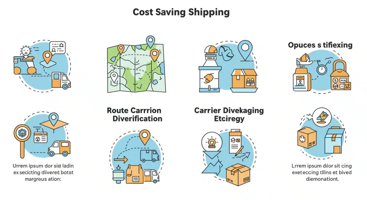 Infographic showing diverse strategies to mitigate rising shipping carrier rates.