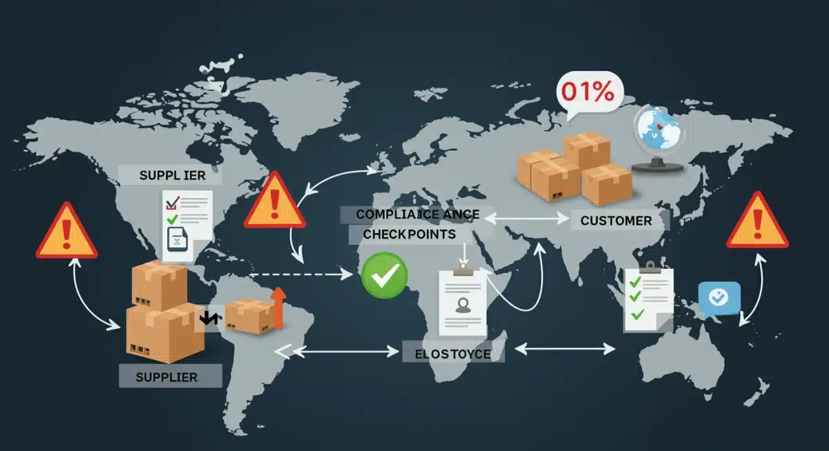 Supply chain compliance checkpoints infographic
