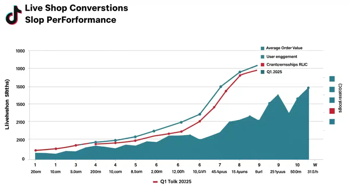 Charts and graphs illustrating key performance indicators for TikTok Shop marketing strategies and their positive impact on sales.