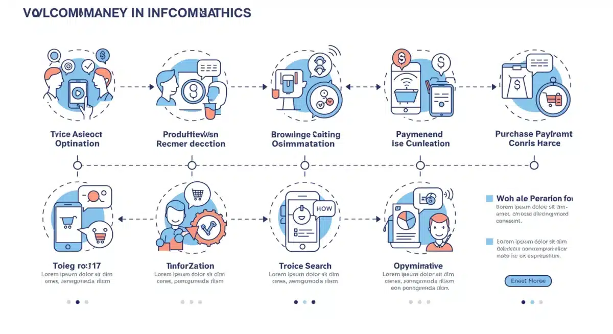 Infographic detailing the voice commerce customer journey and optimization points.